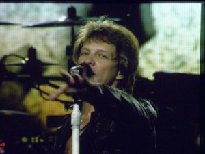 Photo of Jon Bon Jovi from the big screen at recent concert